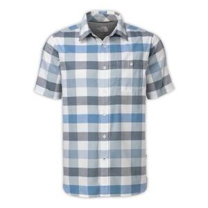 The North Face Short Sleeve Button Down Shirt Blue Gray Plaid M